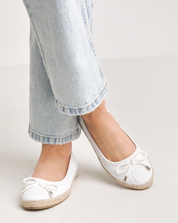 Simply Be Arielle Broderie Ballerina Espadrille - Extra Wide Fit (EEE)