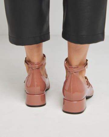 Reno Mary Jane Ankle Strap Block Heel Shoes - Wide Fit (E)