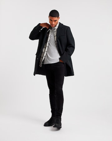 Black Faux Wool Overcoat