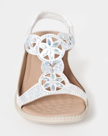 Cushion Walk White/Silver Embellished Wedges - Extra Wide Fit (EEE)