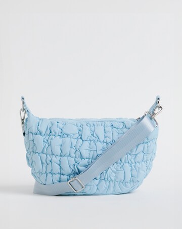 Blue Nylon Popcorn Quilt Crossbody Bag