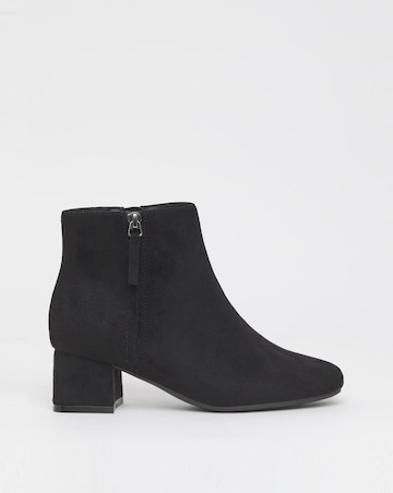 Francesca Low Block Heel Ankle Boots With Zip Detail - Wide Fit (E)