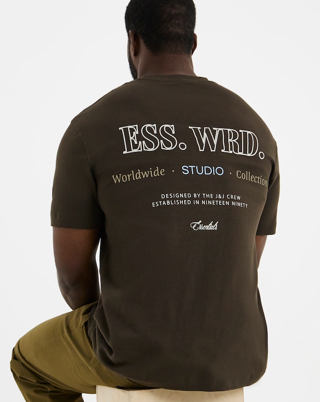 Jack & Jones Urban Edge Back Graphic T-Shirt - Brown