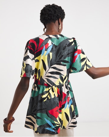 Tie Front Angel Sleeve Longline Top