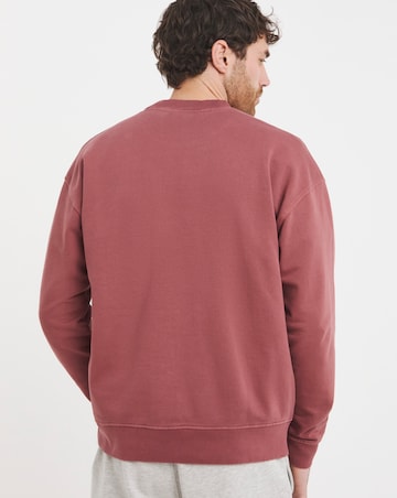 Relaxed Fit Garment Dyed Crew Sweatshirt- Cranberry