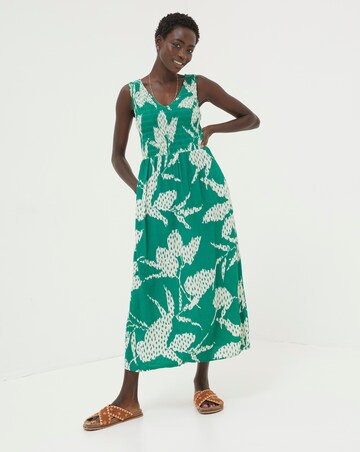 FatFace Aria Textured Leaves Midi Dress