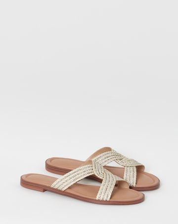 Dulce Woven Shimmer Twist Flat Sandals - Wide Fit (E)