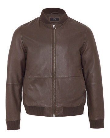 Brown Leather Bomber
