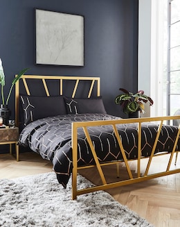 Joanna Hope Grace Gold Metal Bed with 3 Layer Memory Foam Hybrid Mattress