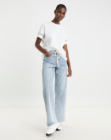 Pure Cotton White Lace Insert T-shirt