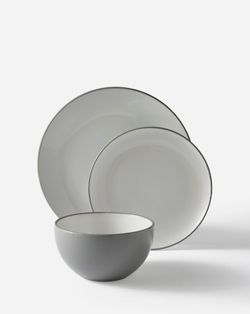 Grey Dipped 12 Piece Dinner Set