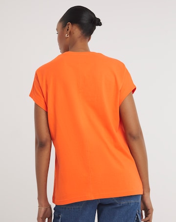 Orange V-Neck Short Sleeve T-Shirt