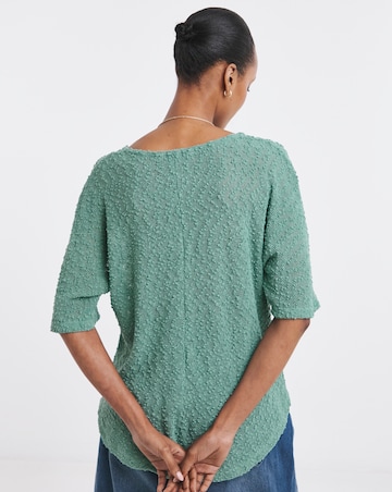 Popcorn Yarn V-neck Short Sleeve Top