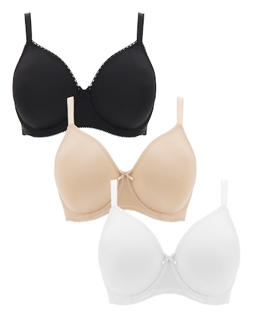 Pretty Secrets (3 Pack) Full Cup Wired Bras (B-E) Black/White/Almond