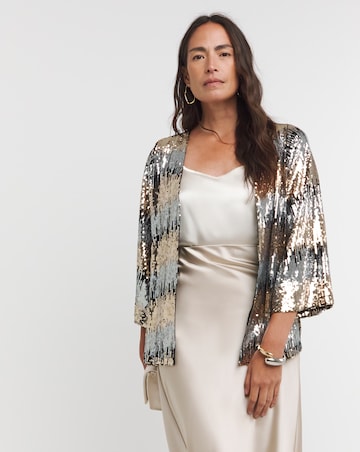 Sequin Ombre Zig Zag Kimono