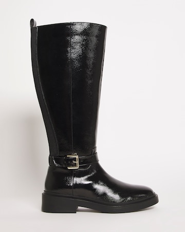 Elasticated Back Buckle High Leg Boot EEE Fit Standard Calf