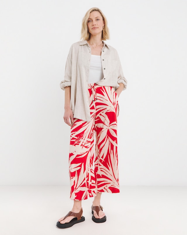 Printed Cropped Wide Leg Culotte