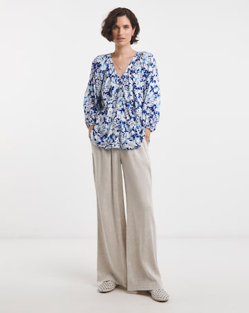 Collarless Button Through Blouse