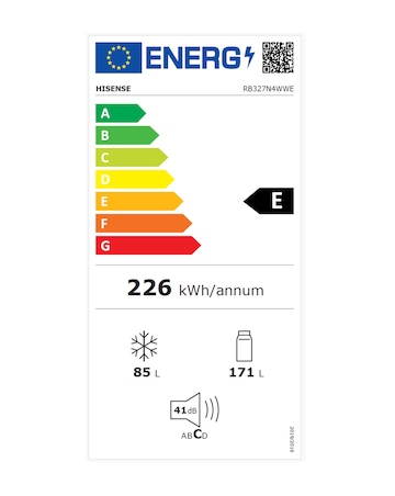Hisense RB327N4WWE Fridge Freezer- E Rated 183 CM