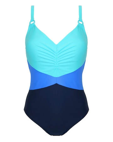 Pour Moi Brighton V Neck Tummy Control Swimsuit Aqua Tropic