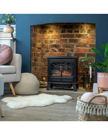 Russell Hobbs Black Double Door 1.85kW Electric Fire Stove