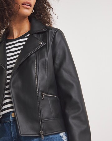 Black Faux Leather Biker Jacket