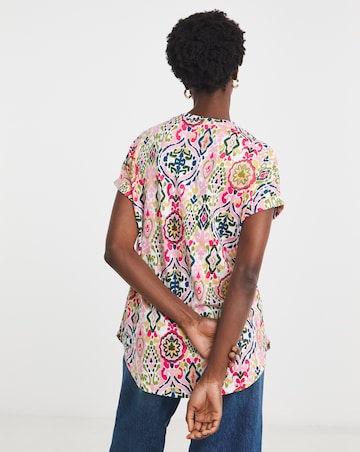 Pure Cotton Longline Short Sleeve Curved Hem Top