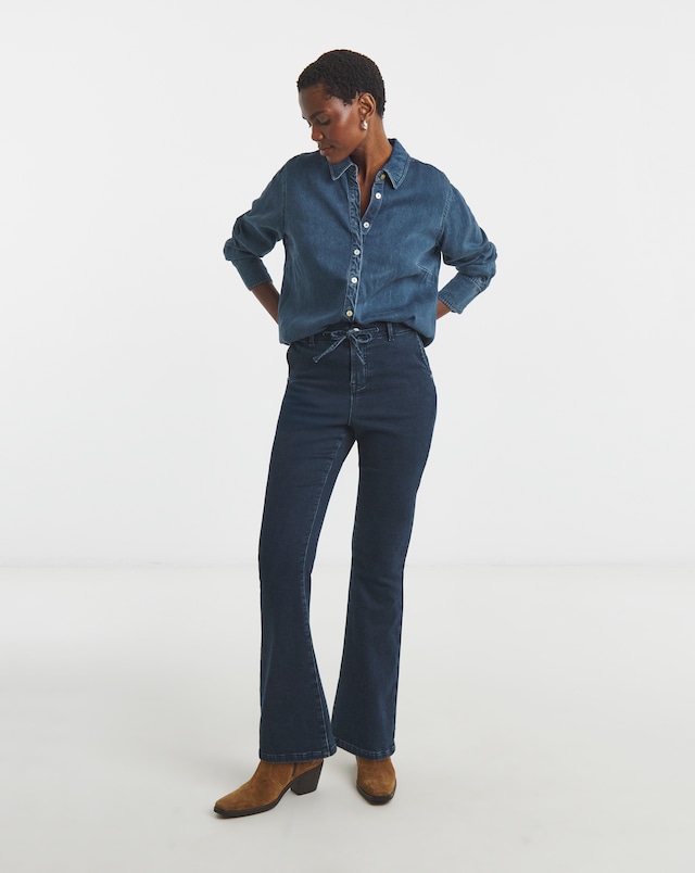 Indigo Fleece Lined Cosy Warm Feel Bootcut Jeans