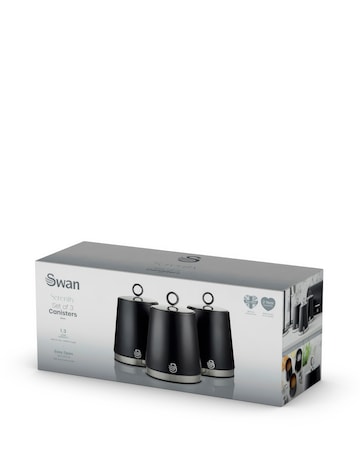 Swan Serenity Set of 3 Canisters Black