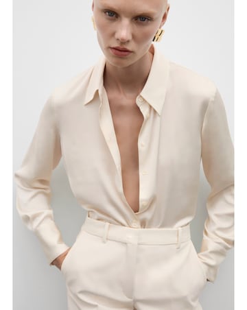 Mango Ideale Satin Cream Shirt