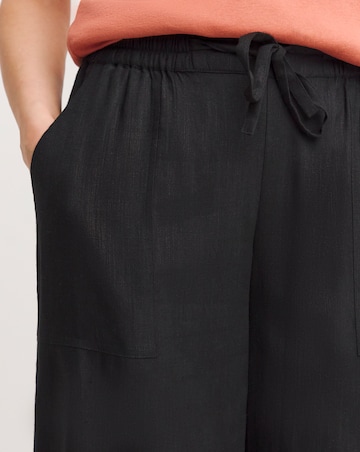 Black Linen Mix Wide Leg Culotte