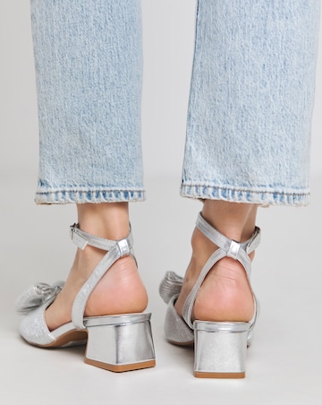 Isla Plisse Bow Low Heel Occasion Sandals Extra Wide EEE Fit