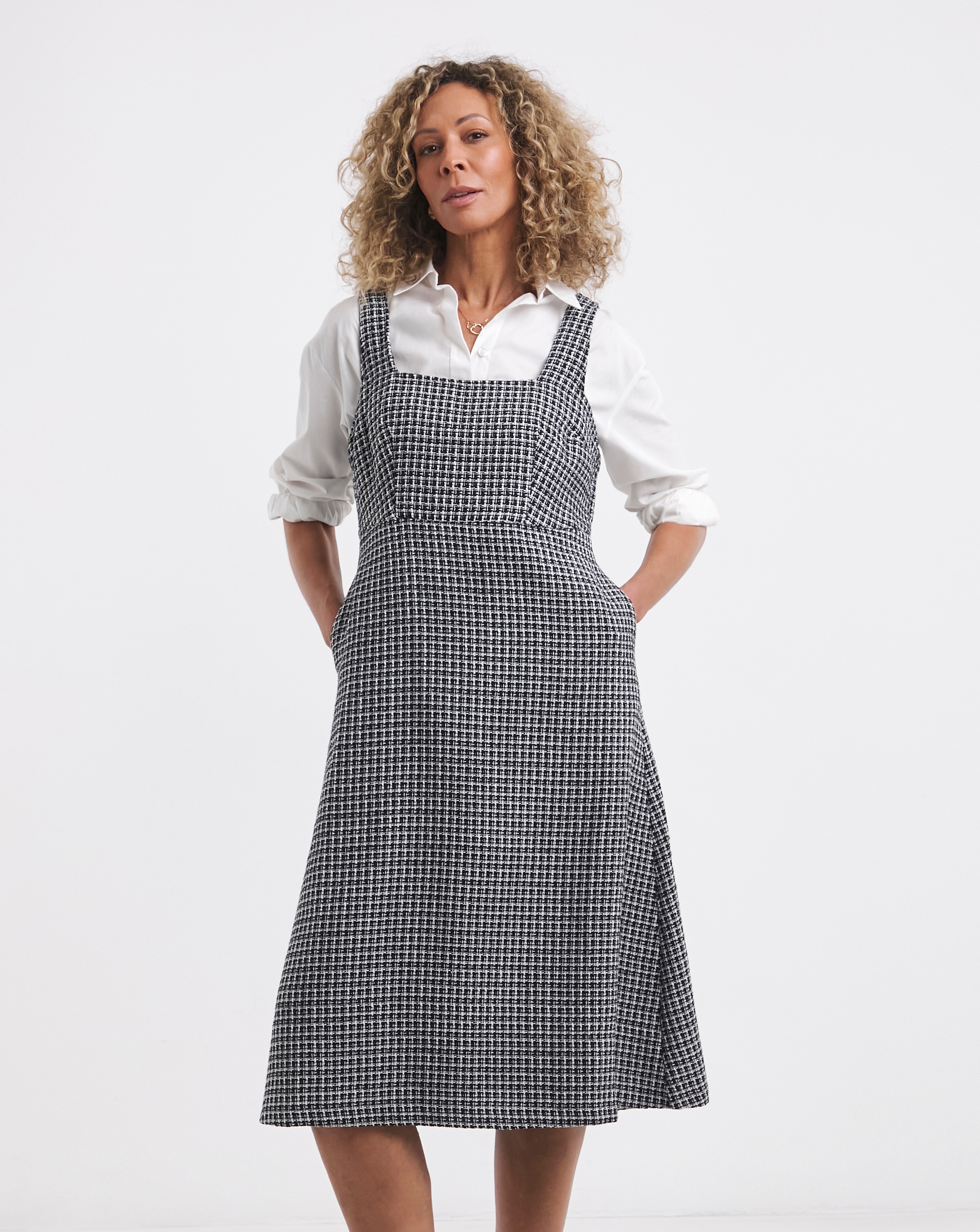 Boucle Pinafore Midi Dress | JD Williams