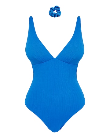 Crinkle Plunge Swimsuit And Scrunchie