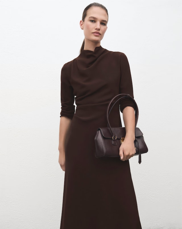 Mango Draped Neck Midi Dress