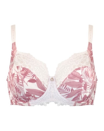 Pour Moi Bliss Full Cup Wired Non Pad Side Support Bra Pink/Leaf