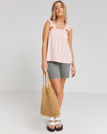 Peach Jersey Broderie Swing Top