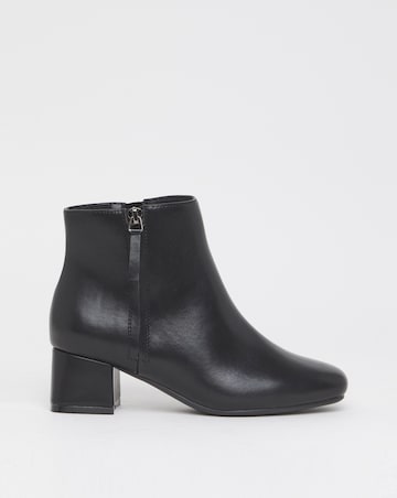 Francesca Low Block Heel Ankle Boots With Zip Detail - Wide Fit (E)