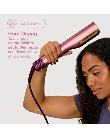 Shark SilkiPro Straight Hair Straightener + Dryer in One Tool HT401UKPK Pink