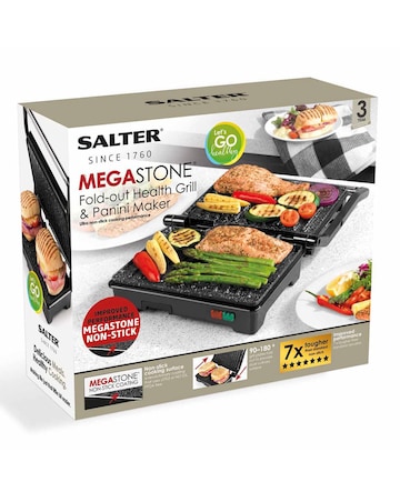 Salter EK2384MG Megastone Fold Out Compact Health Grill and Panini Maker