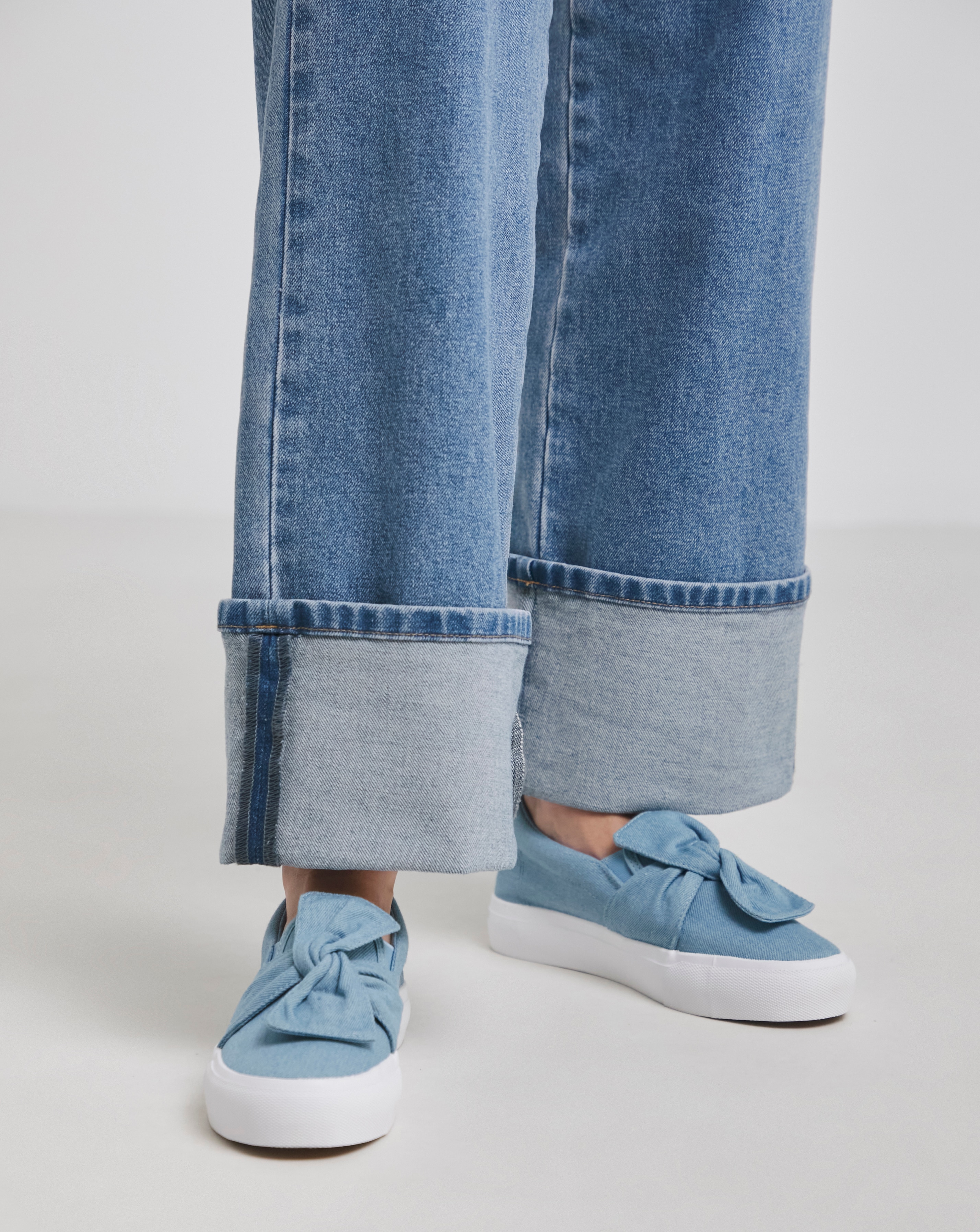 Denim Bow Trainers Uk Zen Slip On Trainer With Twist Detail Wide