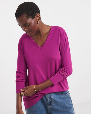 V-Neck Split Hem Slouch T-Shirt