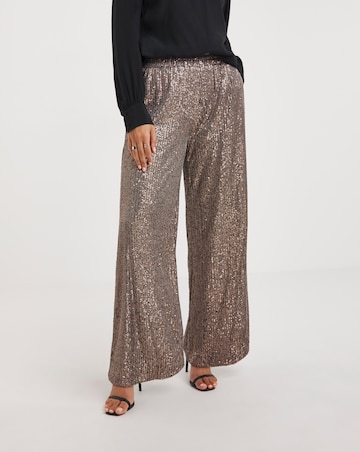 Bronze Stretch Sequin Wide Leg Trousers