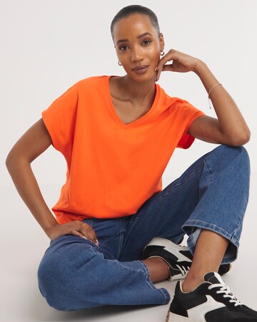 Orange V-Neck Short Sleeve T-Shirt