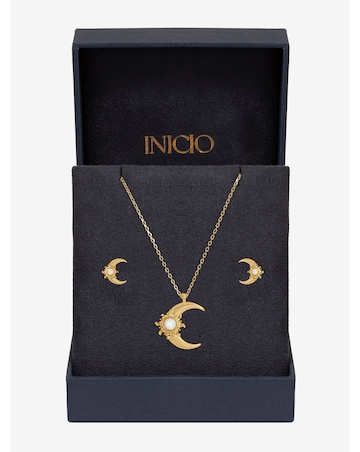 Inicio Gold Plated and Opal Moon Set - Gift Box