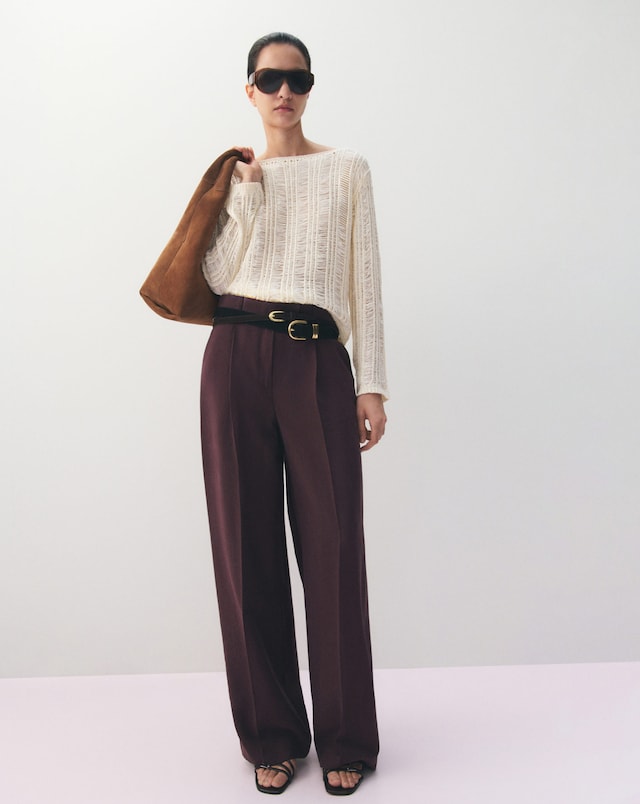 Mango Veronica Low-Rise Wide-Leg Trousers