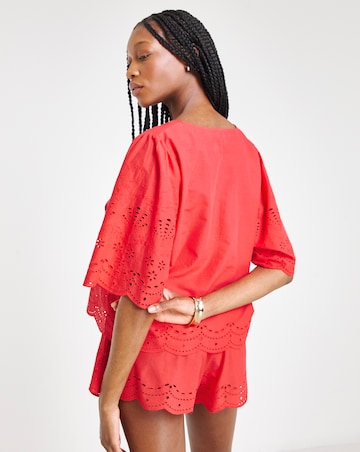 Simply Be Cotton Beach Broderie Shirt And Short Co-Ord Set