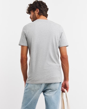 Pure Cotton V-Neck T-Shirt Long- Grey Marl