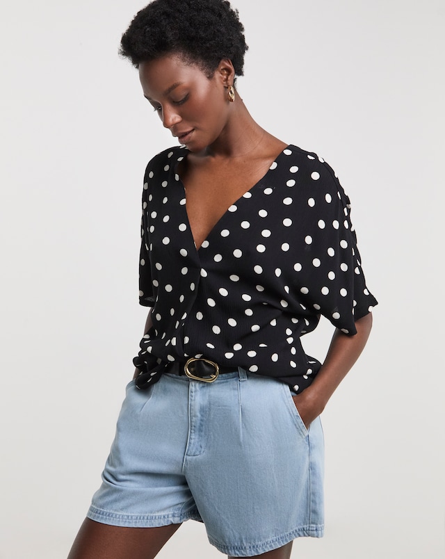 Printed Textured Crinkle Tunic Top
