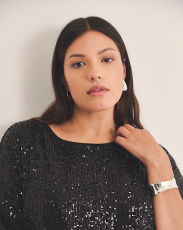 Simply Be Black Linear Sequin Oversized T-Shirt